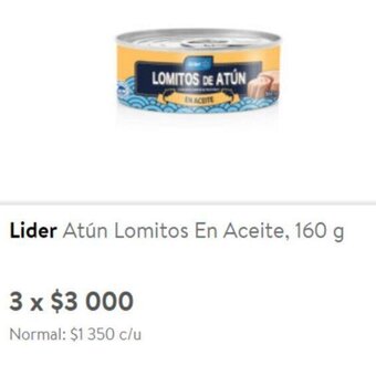 Lider Lider Atún Lomitos En Aceite, 160 g x 3 oferta