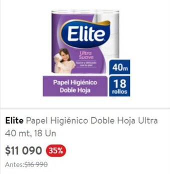 Lider Elite Papel Higiénico Doble Hoja Ultra 40 mt, 18 Un oferta