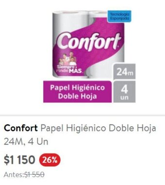 Lider Confort Papel Higiénico Doble Hoja 24M, 4 Un oferta