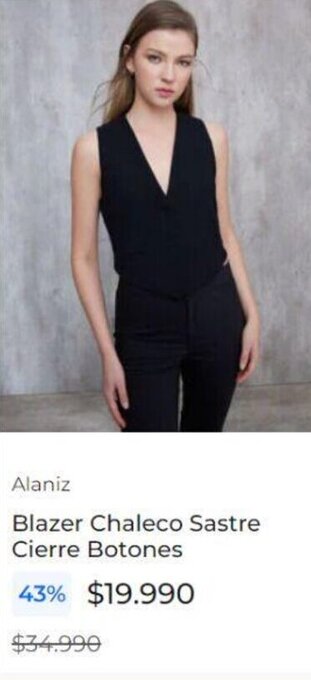Paris Alaniz Blazer Chaleco Sastre Cierre Botones oferta