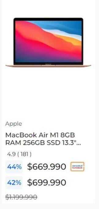 Paris Apple MacBook Air M1 8GB RAM 256GB SSD 13.3" oferta