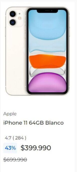 Paris Apple iPhone 11 64GB Blanco oferta