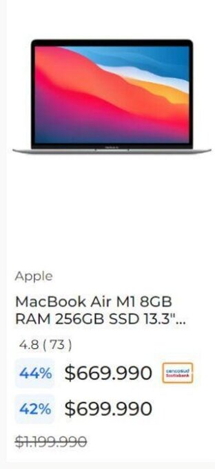 Paris Apple MacBook Air M1 8GB RAM 256GB SSD 13.3" oferta