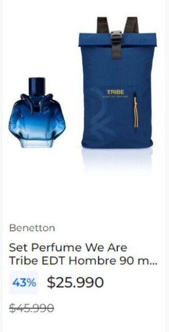 Paris Benetton Set Perfume We Are Tribe EDT Hombre 90 ml oferta