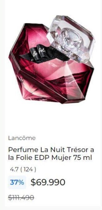 Paris Lancôme Perfume La Nuit Trésor a la Folie EDP Mujer 75 ml oferta