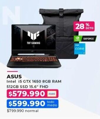 Paris ASUS Intel i5 GTX 1650 8GB RAM 512GB SSD 15.6" FHD oferta