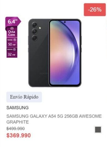 Ripley SAMSUNG GALAXY A54 5G 256GB AWESOME GRAPHITE oferta