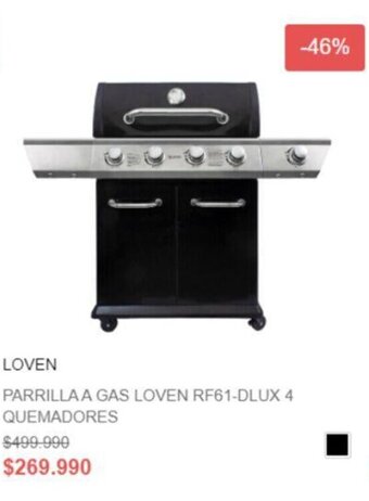 Ripley PARRILLA A GAS LOVEN RF61-DLUX 4 QUEMADORES oferta