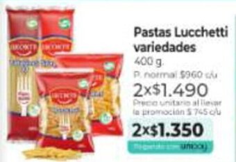 Mayorista 10 Pastas Lucchetti variedades 400 g. x 2 oferta
