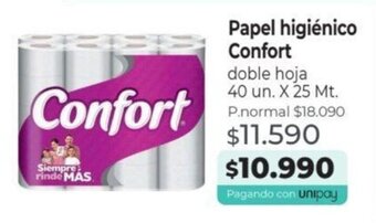 Mayorista 10 Papel higiénico Confort doble hoja 40 un. x 25 mt. oferta