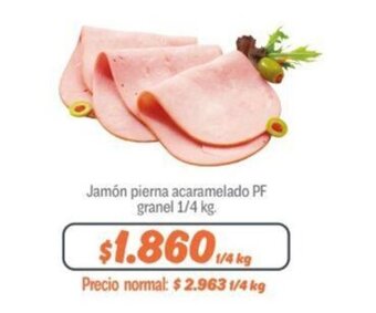 Mayorista 10 Jamón pierna acaramelado PF granel 1/4 kg. oferta