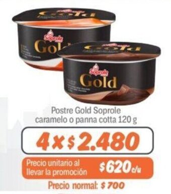 Mayorista 10 Postre Gold Soprole caramelo o panna cotta 120 g x 4 oferta