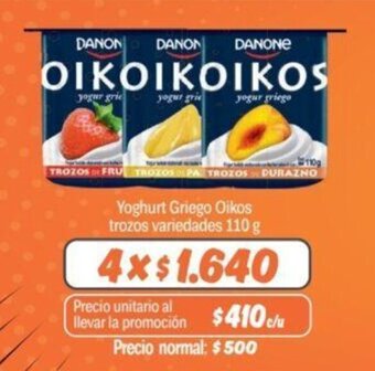 Mayorista 10 Yoghurt Griego Oikos trozos variedades 110 g x 4 oferta