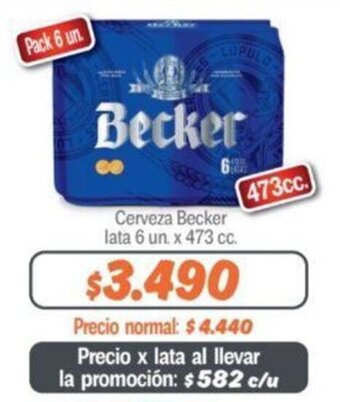 Mayorista 10 Cerveza Becker lata 6 un. x 473 cc. oferta