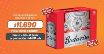 Mayorista 10 Pack cerveza Budweiser lata 24 un. x 354 cc. oferta