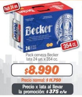 Mayorista 10 Pack cerveza Becker lata 24 un. x 354 cc. oferta