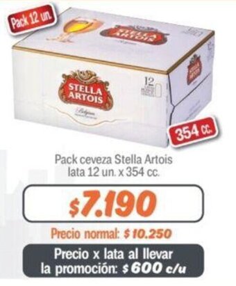 Mayorista 10 Pack ceveza Stella Artois lata 12 un. x 354 cc. oferta