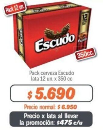 Mayorista 10 Pack cerveza Escudo lata 12 un. x 350 cc oferta