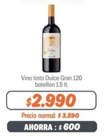 Mayorista 10 Vino tinto Dulce Gran 120 botellon 1.5 lt. oferta