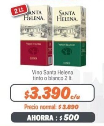 Mayorista 10 Vino Santa Helena tinto o blanco 2 It. oferta