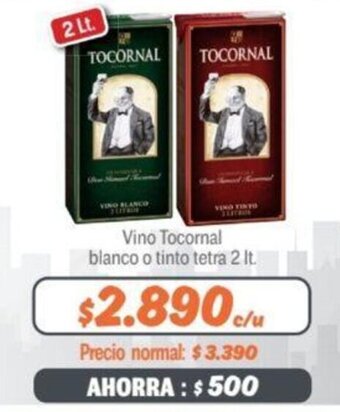 Mayorista 10 Vino Tocornal blanco o tinto tetra 2 It. oferta