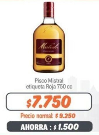 Mayorista 10 Pisco Mistral etiqueta Roja 750 cc oferta