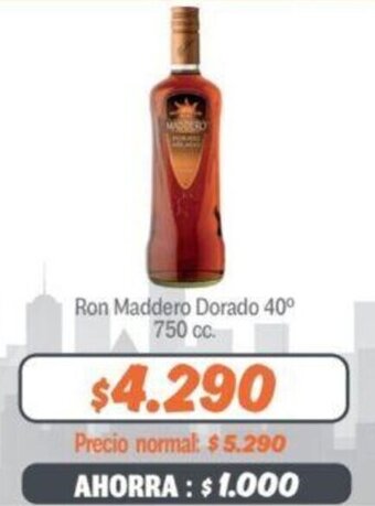 Mayorista 10 Ron Maddero Dorado 40° 750 cc. oferta