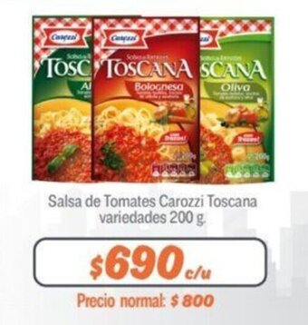 Mayorista 10 Salsa de Tomates Carozzi Toscana variedades 200 g. oferta