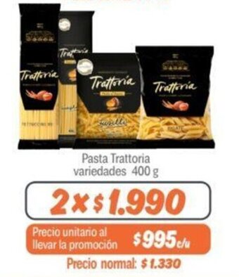 Mayorista 10 Pasta Trattoria variedades 400 g x 2 oferta