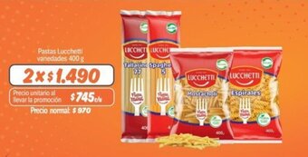 Mayorista 10 Pastas Lucchetti variedades 400 g x 2 oferta