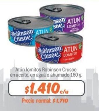Mayorista 10 Atún lomitos Robinson Crusoe en aceite, en agua o ahumado 160 g. oferta