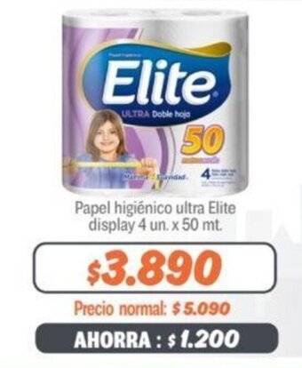 Mayorista 10 Papel higiénico ultra Elite display 4 un. x 50 mt. oferta