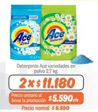 Mayorista 10 Detergente Ace variedades en polvo 2,7 kg. x 2 oferta