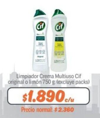 Mayorista 10 Limpiador Crema Multiuso Cif original o limón 750 g. (excluye packs) oferta