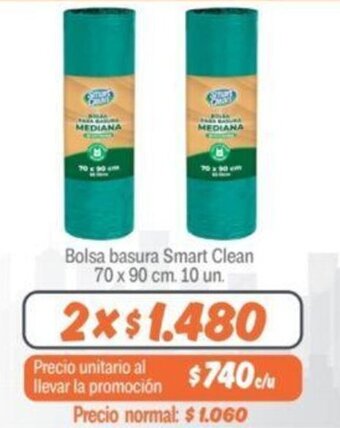 Mayorista 10 Bolsa basura Smart Clean 70 x 90 cm. 10 un. x 2 oferta