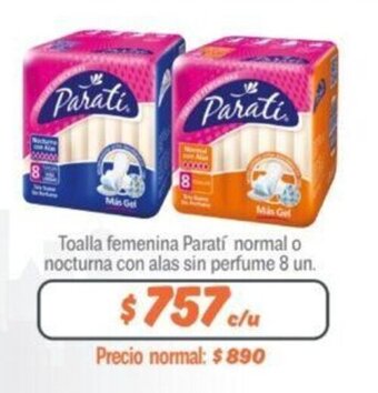 Mayorista 10 Toalla femenina Paratí normal o nocturna con alas sin perfume 8 un. oferta