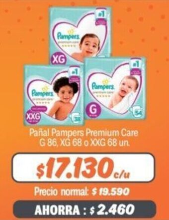 Mayorista 10 Pañal Pampers Premium Care G 86, XG 68 o XXG 68 un. oferta