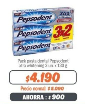 Mayorista 10 Pack pasta dental Pepsodent xtra whitening 3 un. x 130 g oferta