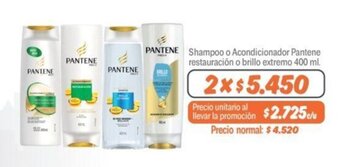 Mayorista 10 Shampoo o Acondicionador Pantene restauración o brillo extremo 400 ml. x 2 oferta