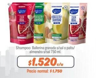 Mayorista 10 Shampoo Ballerina granada s/sal o palta/ almendra s/sal 750 ml. oferta