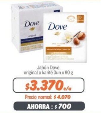 Mayorista 10 Jabón Dove original o karité 3un x 90 g oferta