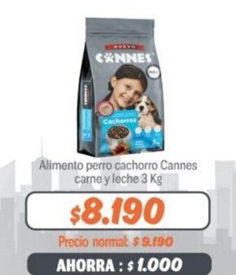 Mayorista 10 Alimento perro cachorro Cannes carne y leche 3 Kg oferta