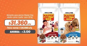 Mayorista 10 Alimento para perros Master Dog adulto came o pollo saco 18 kg. oferta