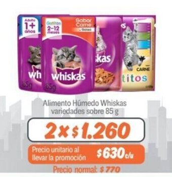 Mayorista 10 Alimento Húmedo Whiskas variedades sobre 85 g x 2 oferta