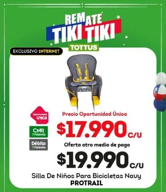 Tottus Silla De Niños Para Bicicletas Navy PROTRAIL oferta