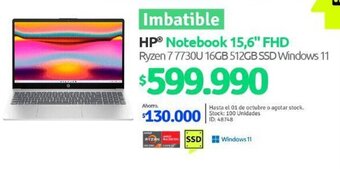 PC Factory HP Notebook 15,6" FHD oferta