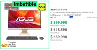 PC Factory Asus All in One Vivo 23.8" Full HD Ryzen 5-5625U 8GB 512GB SSD oferta