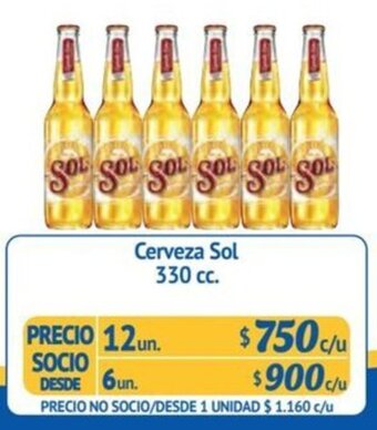 Alvi Cerveza Sol 330 cc. x 12 un. oferta