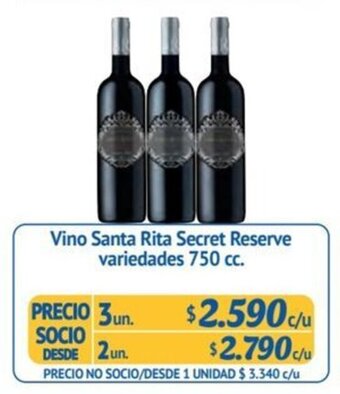Alvi Vino Santa Rita Secret Reserve variedades 750 cc. x 3 un. oferta