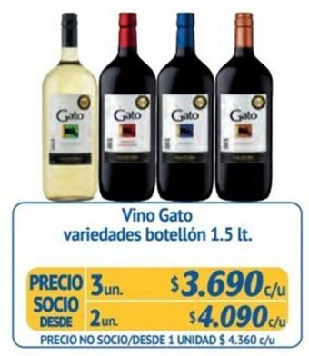 Alvi Vino Gato variedades botellón 1.5 lt. x 3 un. oferta
